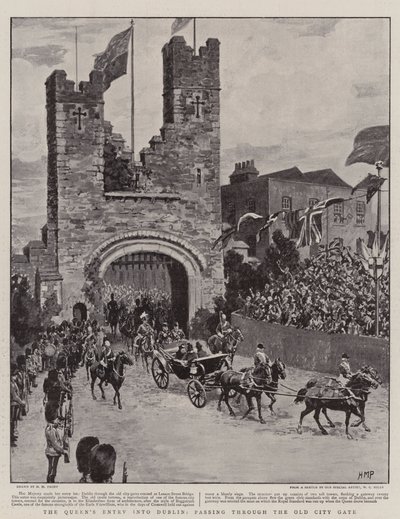 Der Einzug der Königin in Dublin, vorbei am alten Stadttor von Henry Marriott Paget